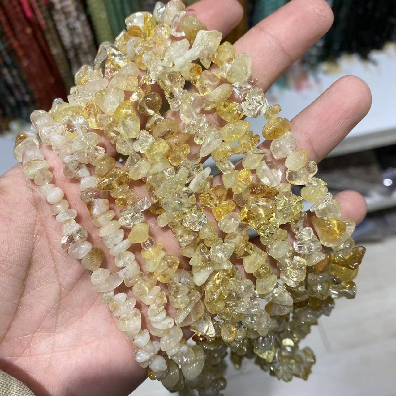 Citrine Chips ŝnuro