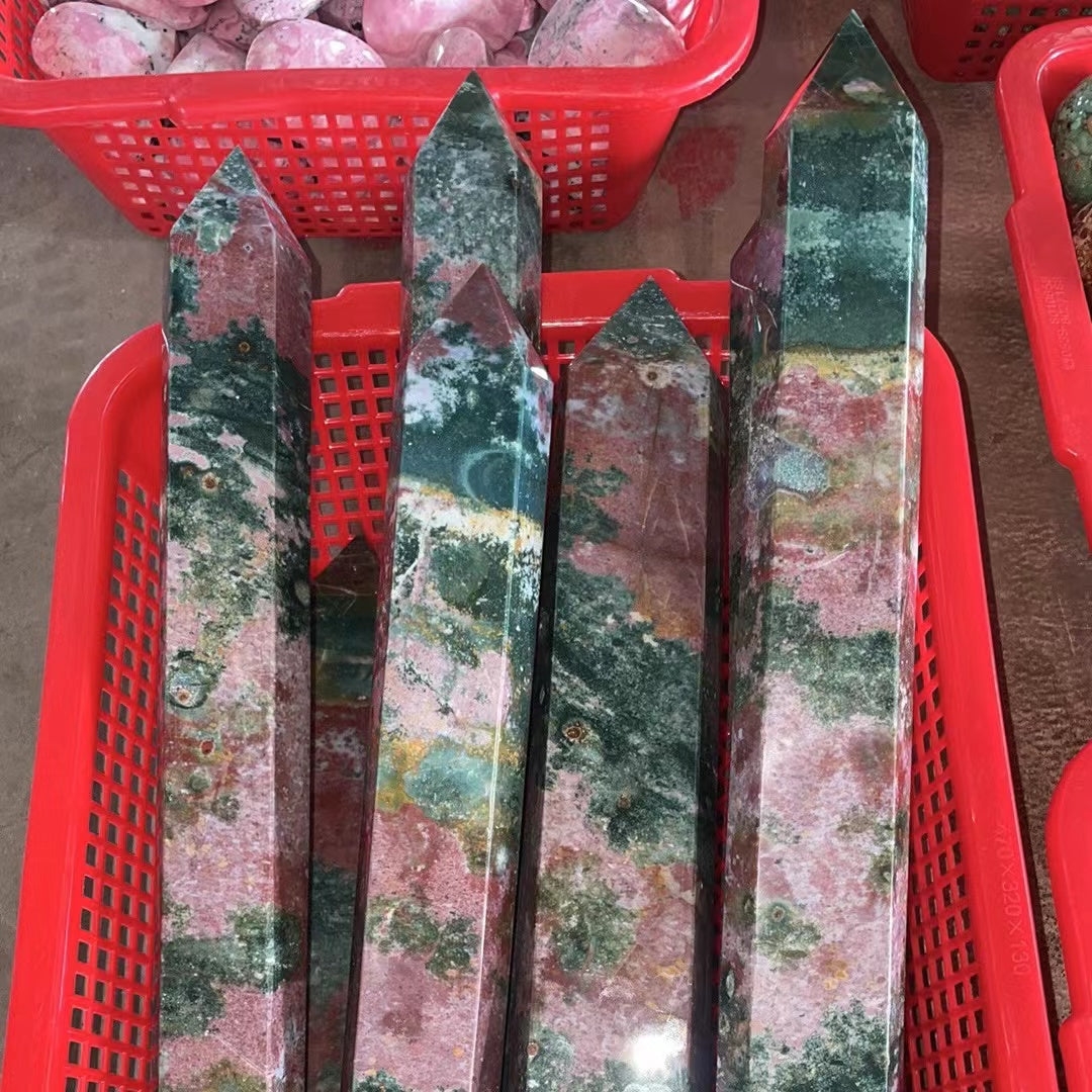 Pink ocean jasper big tower, price by kg