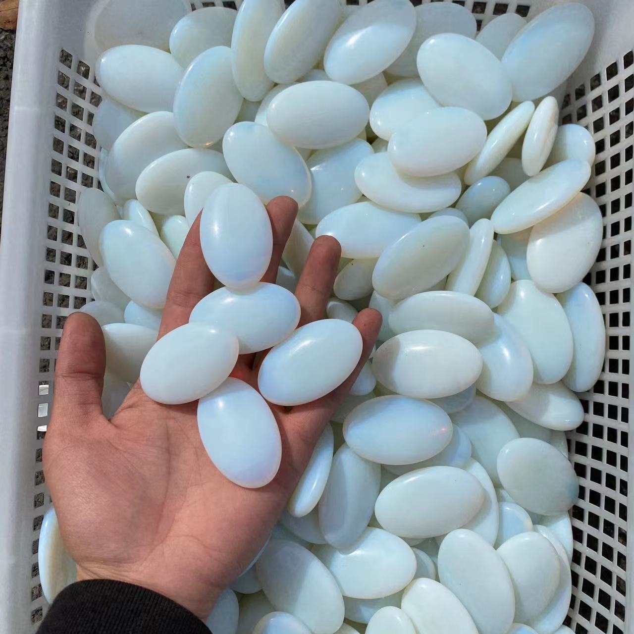 White Opalite Palm Stone no Clear , price by kg