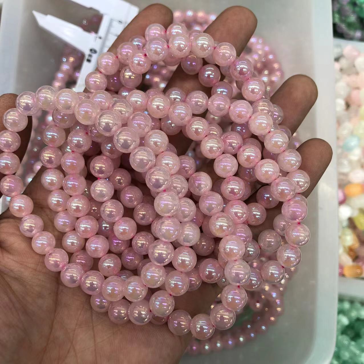 aura rose quartz bracelet 8mm