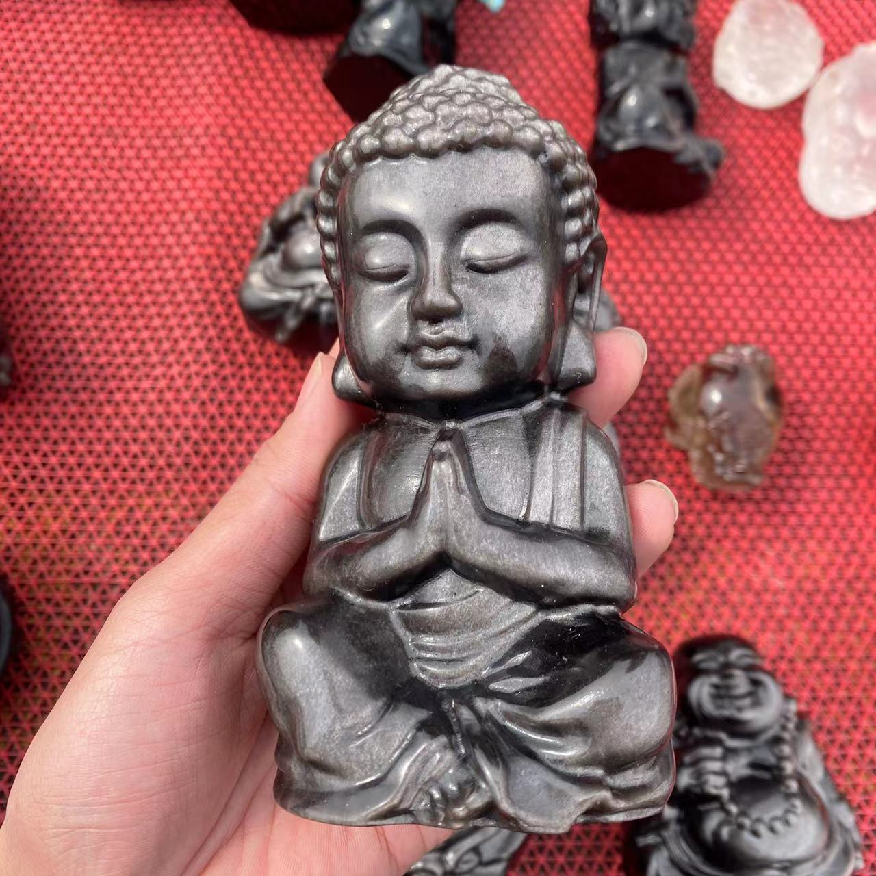15cm Silver Obsidian Buddha, price by pc