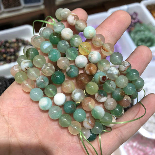 Green Flower Agate Bracelet 8mm