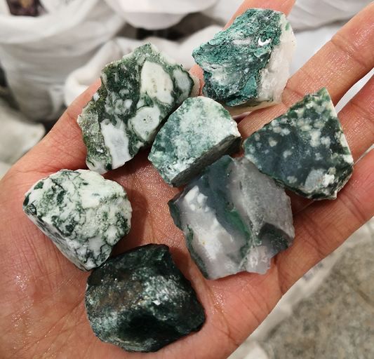 Moss agate raw stone 20~40mm, price by kg