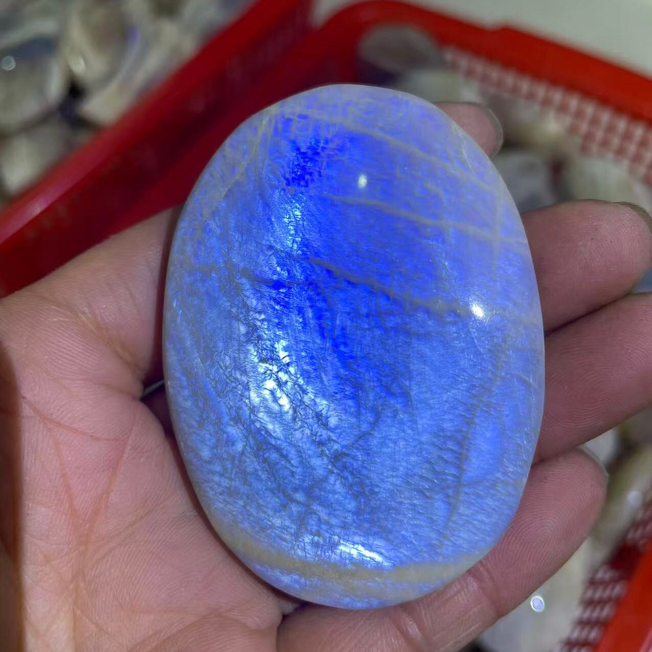 Blue Moonstone Palm Stone, price by kg
