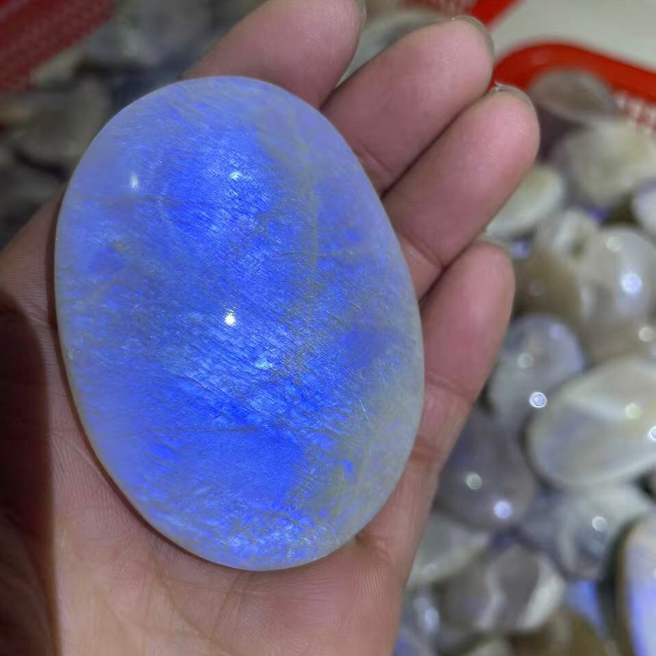 Blue Moonstone Palm Stone, price by kg