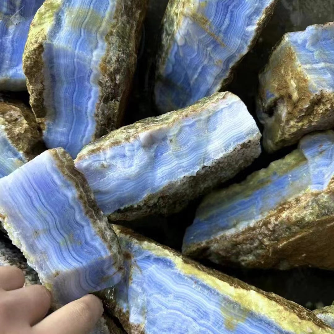 Blue lace agate raw stone S, price by kg
