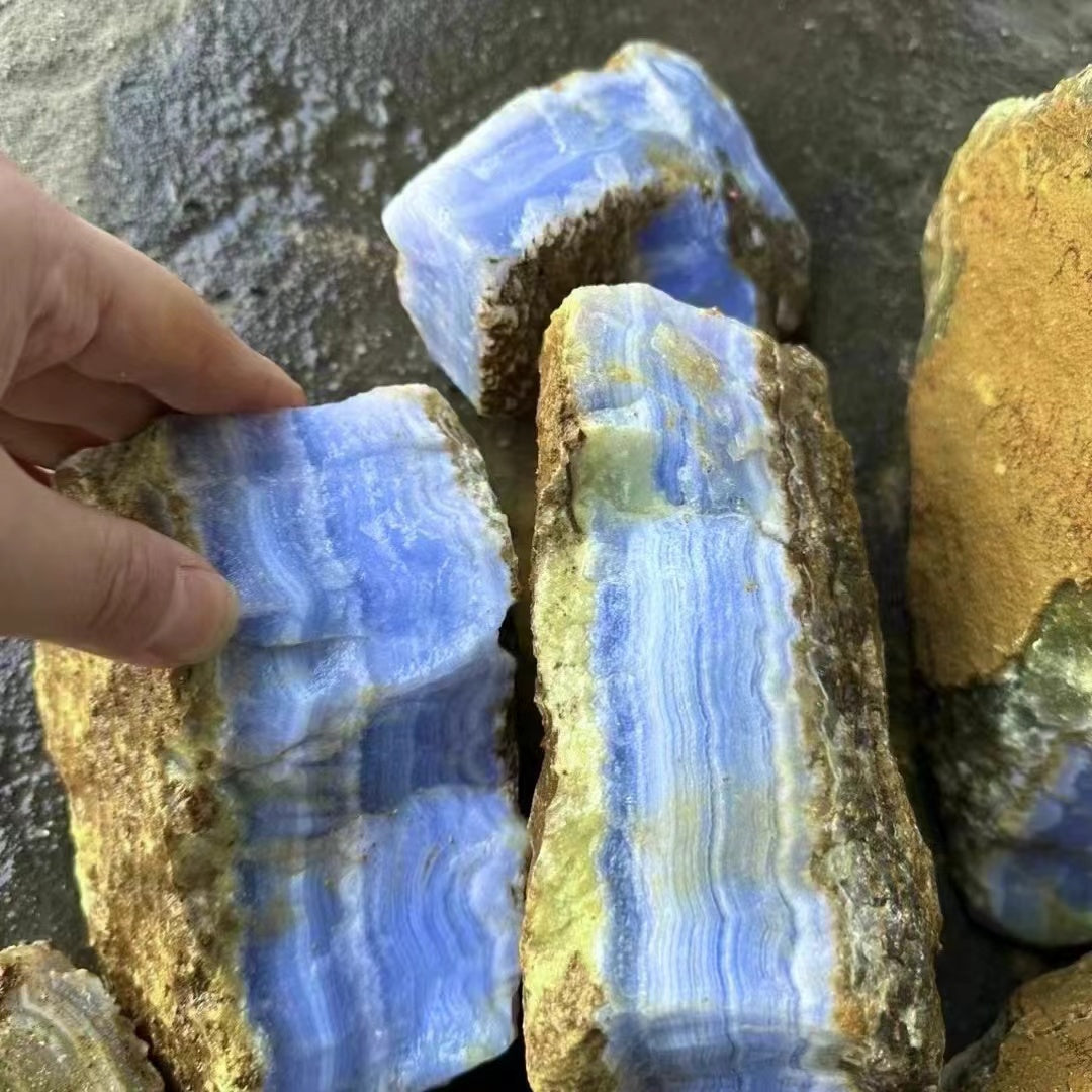 Blue lace agate raw stone S, price by kg