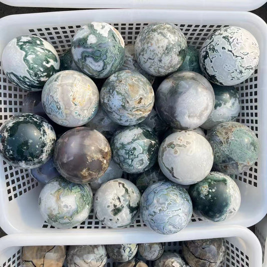 Moss agate sphere A, price by kg