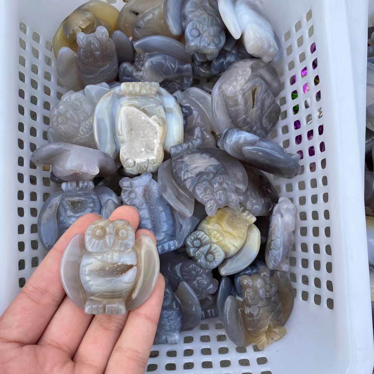 5cm agate geode animal carvings, price by pc