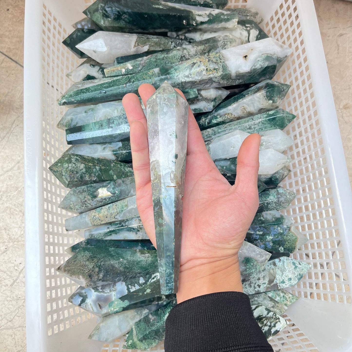 Moss agate scepter, price by kg
