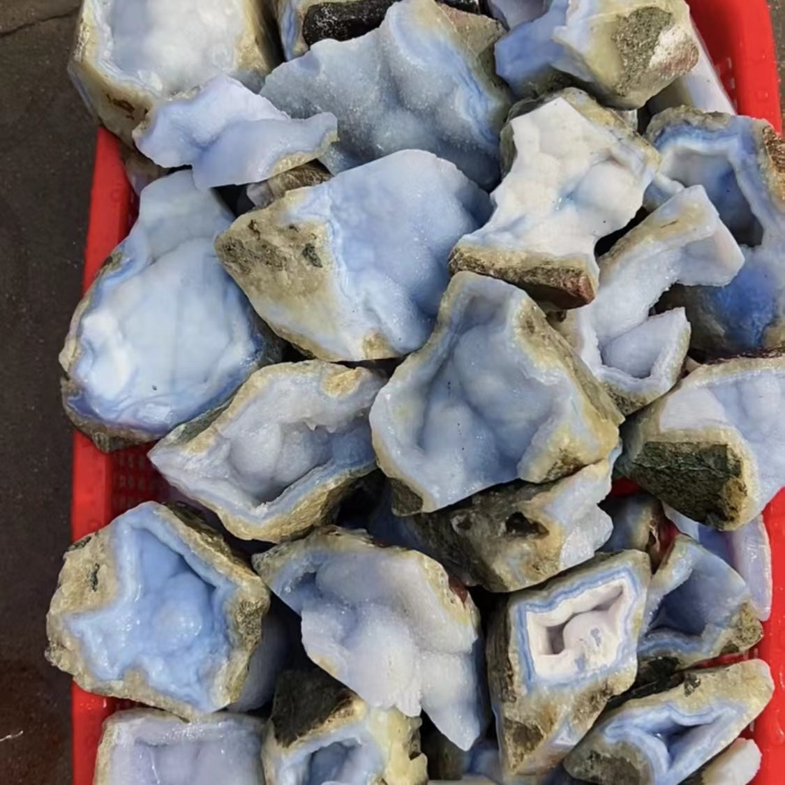 Blue lace agate raw stone A, price by kg