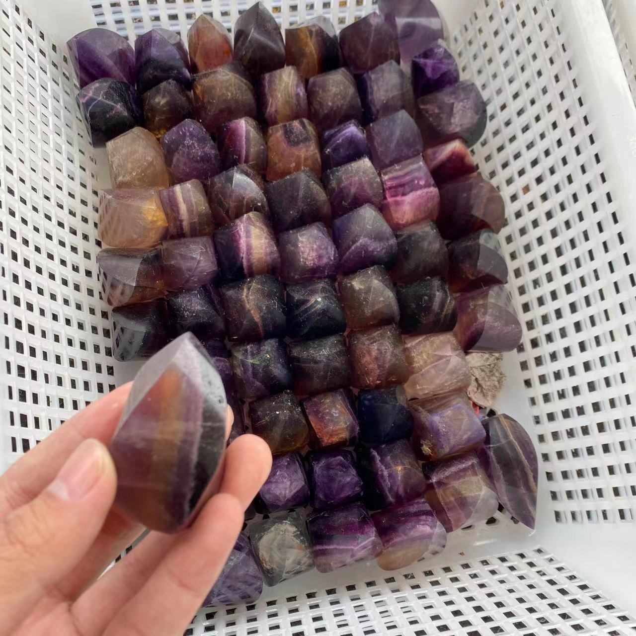 Fluorite small flame carvings, price by kg