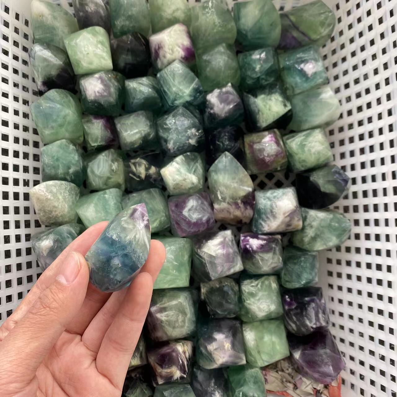 Fluorite small flame carvings, price by kg