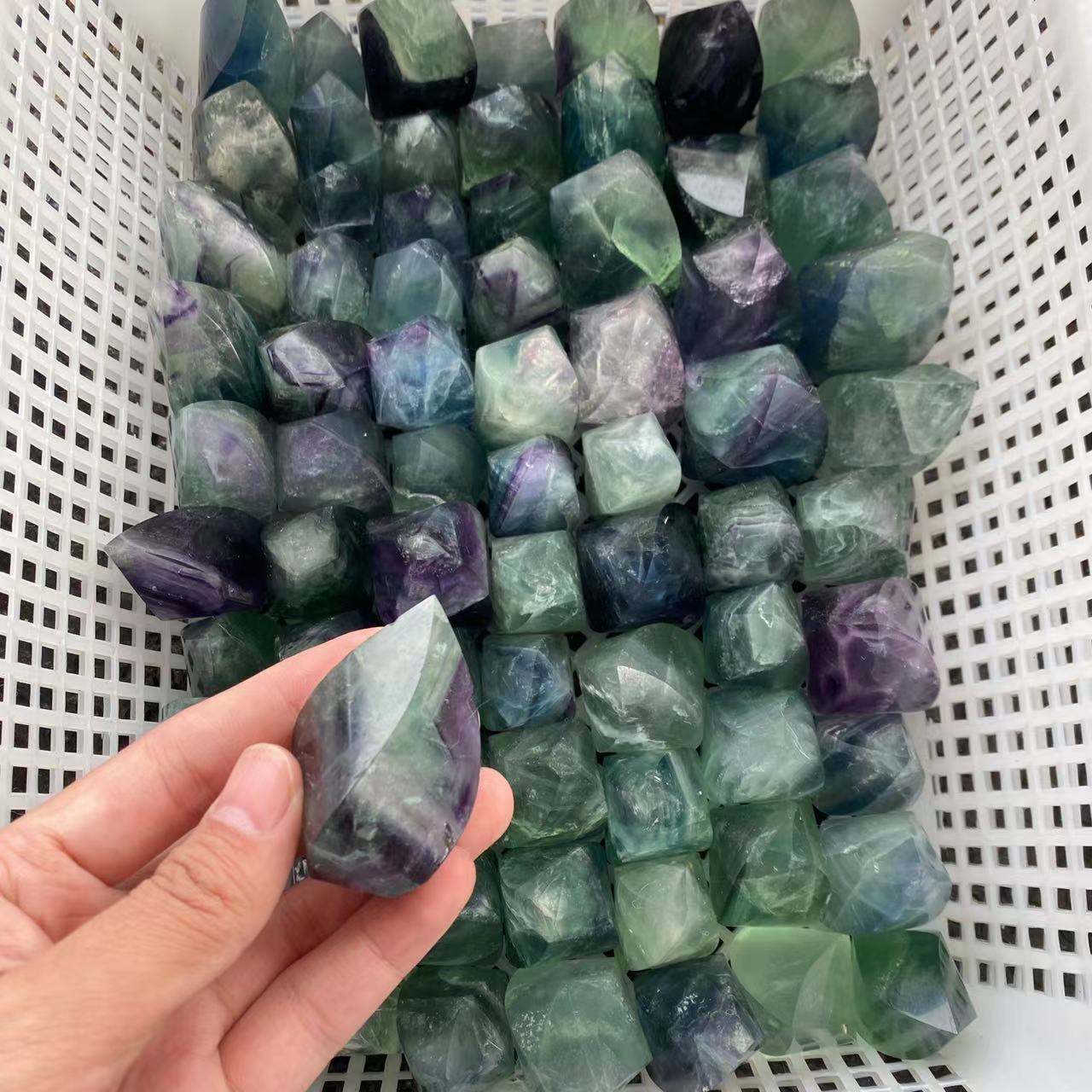 Fluorite small flame carvings, price by kg