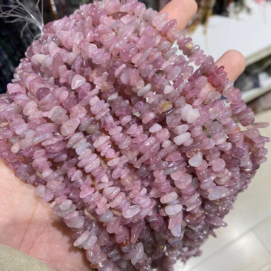 Lavenda roza Quartz Chips-ŝnuro