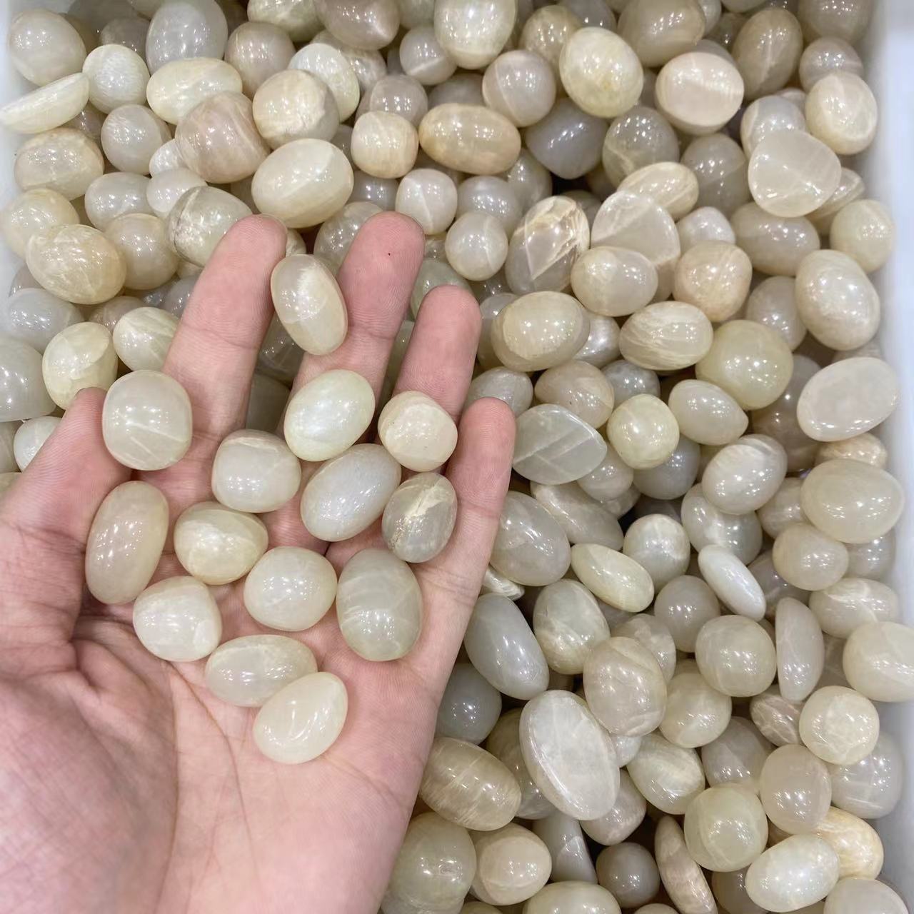 Yellow moonstone tumbles, price by kg