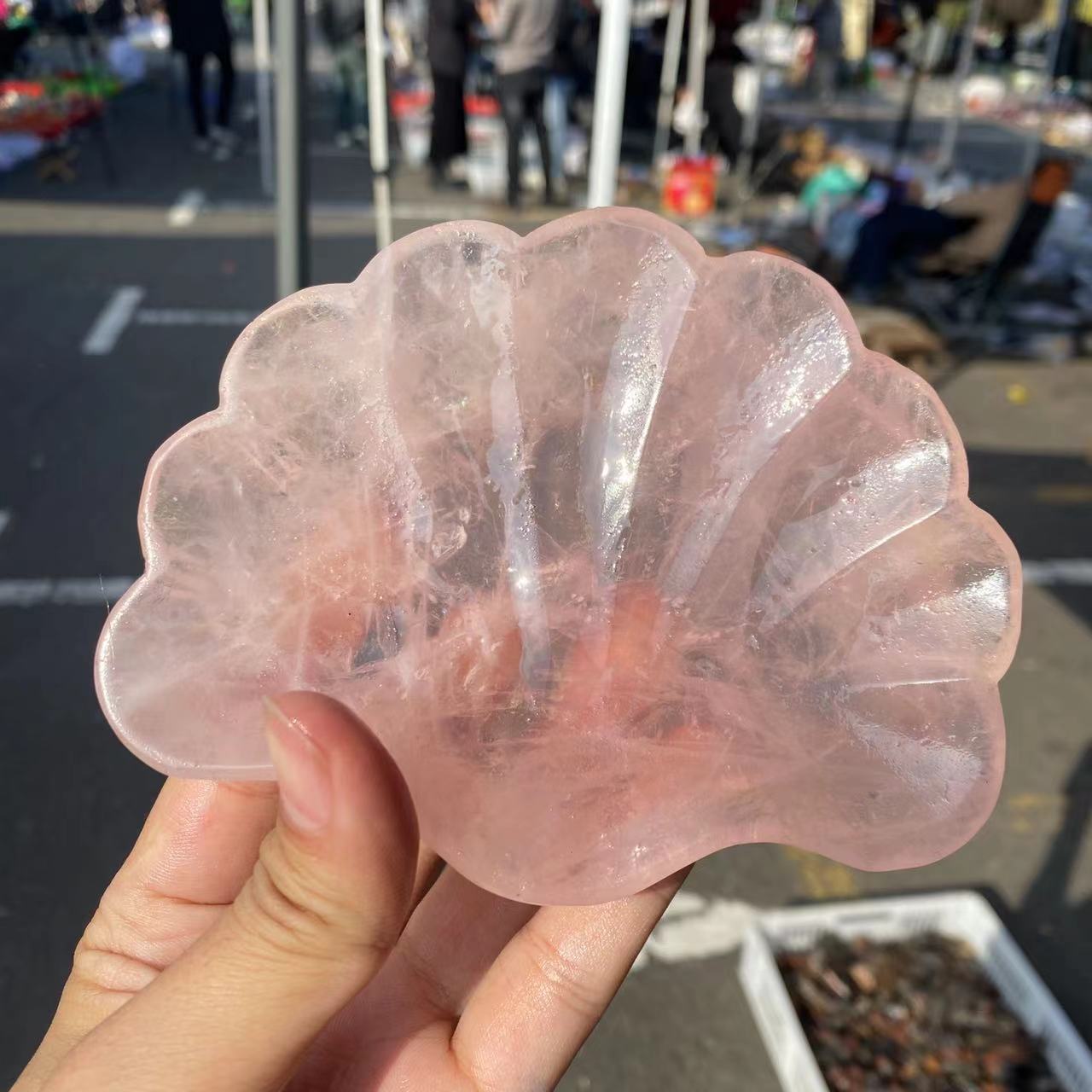 rose quartz shell bowl，Price by kg