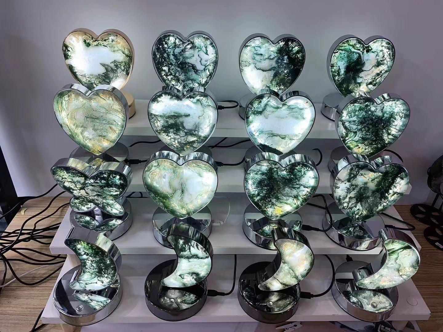 Moss agate lamp, price by pc