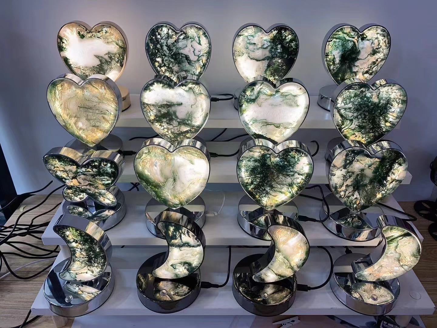 Moss agate lamp, price by pc