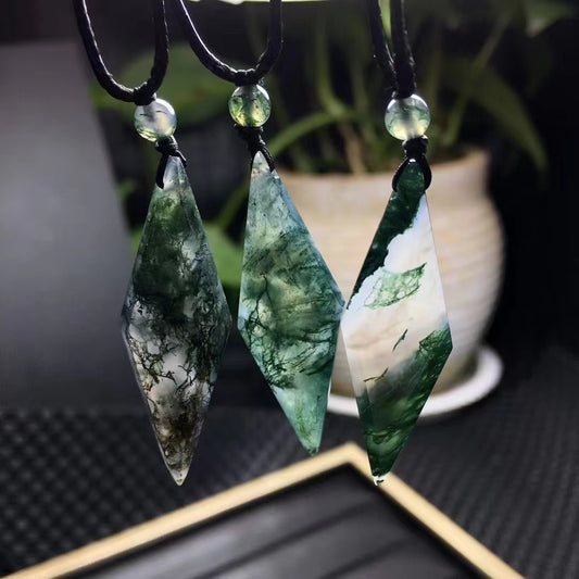 Moss Agate Rhombus Pendant