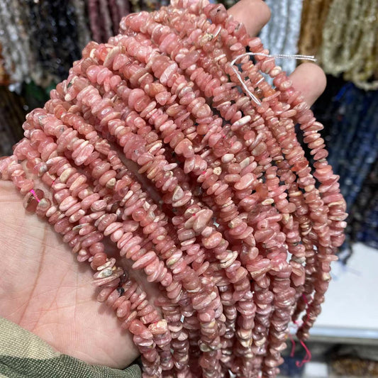 Rhodochrosite Chips-ŝnuro