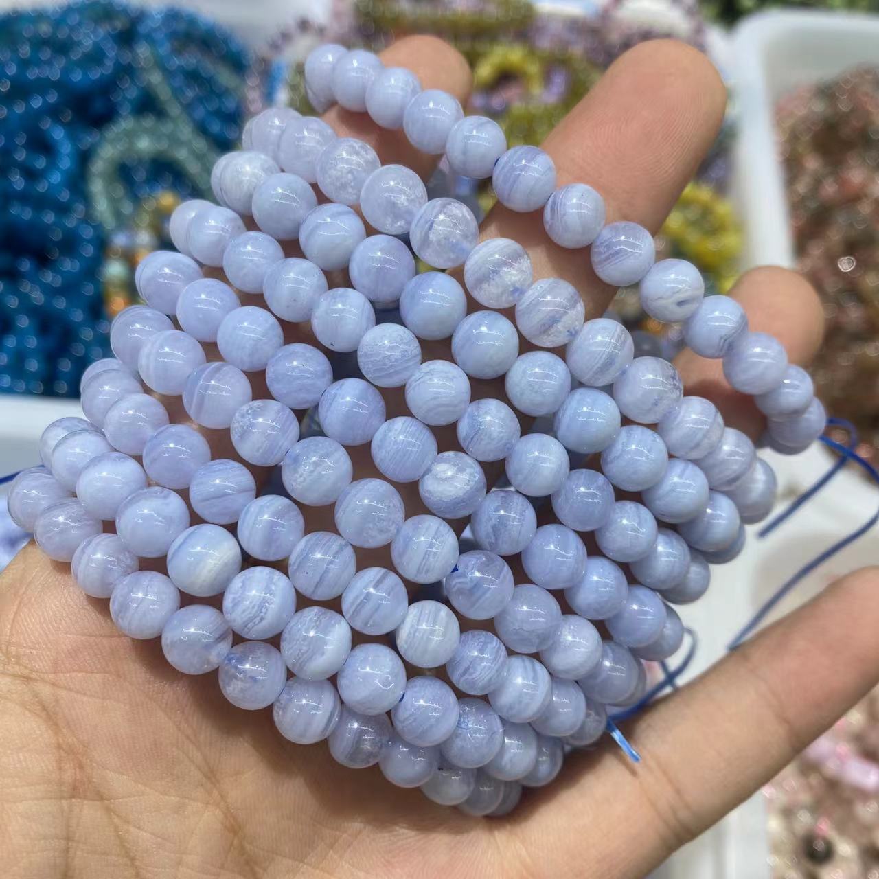 Blue Lace Agate Bracelet 7.3mm