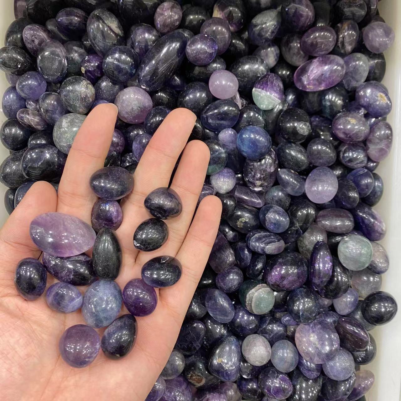 Blue and purple fluorite tumbles, price by kg