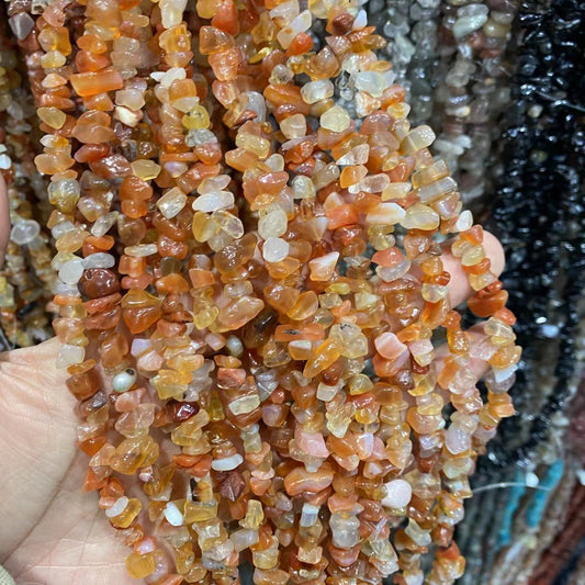 Ruĝa Agate Chips-ŝnuro